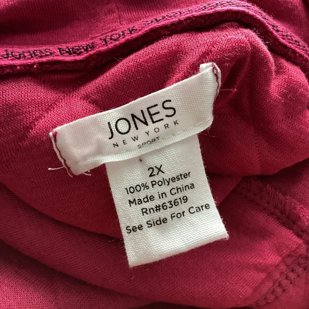 JONES NEW YORK SPORT WOMAN 2X FLEECE HOODIE SWEATSHIRT QUILTED RASPBERRY - Picture 5 of 5